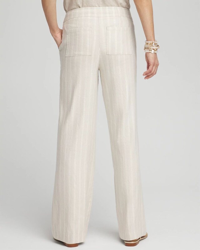Linen Blend Stripe Flare Leg Pants - image 3